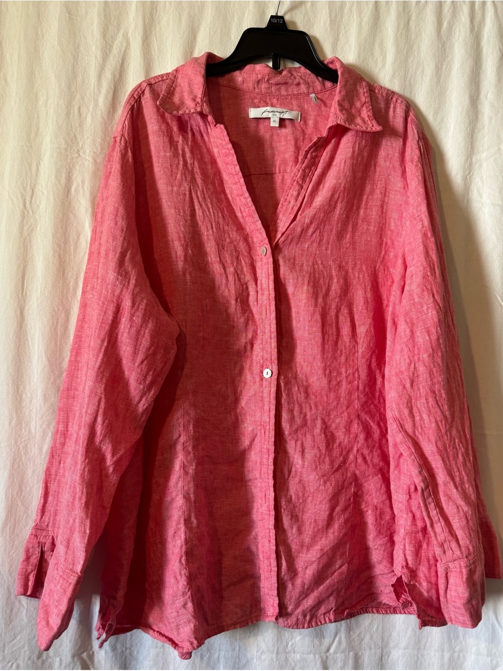 Foxcroft Pink Linen Button-Down Shirt - Size XL